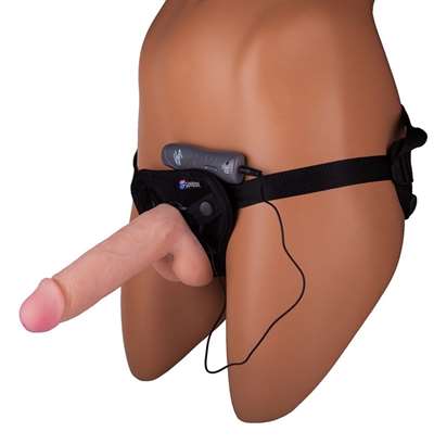 Страпон с 2 насадками и вибрацией UniStrap - 19 и 12 см 532313
