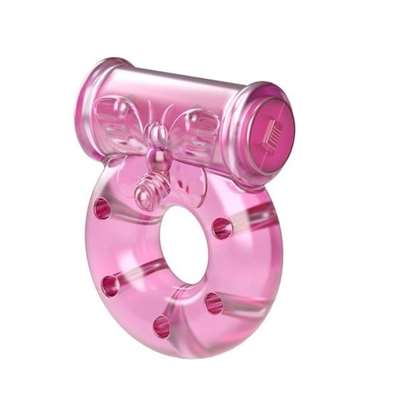 Эрекционное виброкольцо Pink с бабочкой BI-010081