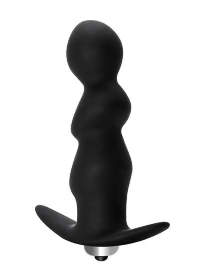 Чёрная фигурная анальная вибропробка Spiral Anal Plug - 12 см. - фото 406941