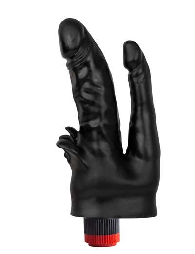 Двойной анально-вагинальный вибромассажёр с лепестками - 17 см.