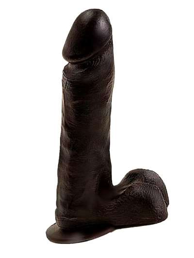 Фаллоимитатор чёрный на присоске 19 см. 401500