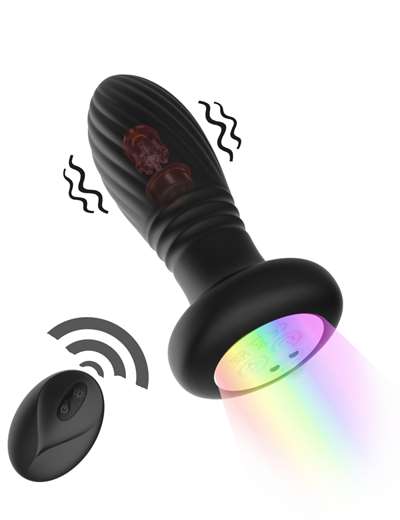 Светящаяся анальная пробка с возвратно-поступательной функцией