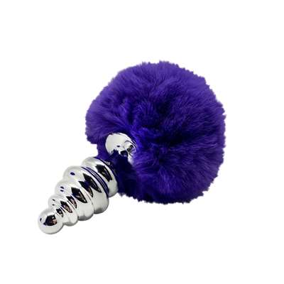 Анальная пробка Metal Anal Fluffly Twist Plug S Dark Purple
