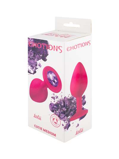 Анальная пробка Emotions Cutie Medium Pink dark purple crystal