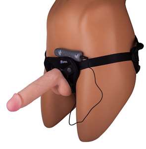 Страпон с 2 насадками и вибрацией UniStrap - 19 и 12 см 532313
