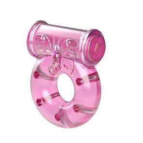 Эрекционное виброкольцо Pink с бабочкой BI-010081