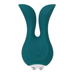 Клиторальный перезаряжаемый вибратор "Банни Рок" - turquoise green