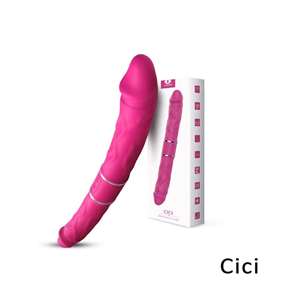 Ярко красный двусторонний вибратор Cici