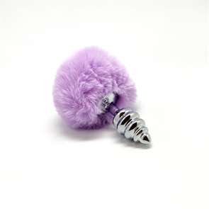 Анальная пробка Metal Anal Fluffly Twist Plug S Purple