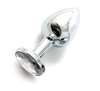 Анальная пробка SILVER PLUG MEDIUM с прозрачным кристаллом - 8,2 см.