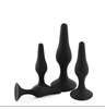 Набор из 4 анальных пробок на присоске черного цвета - фото 522142