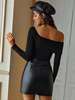 Юбка из искусственной кожи со стрингами (black)